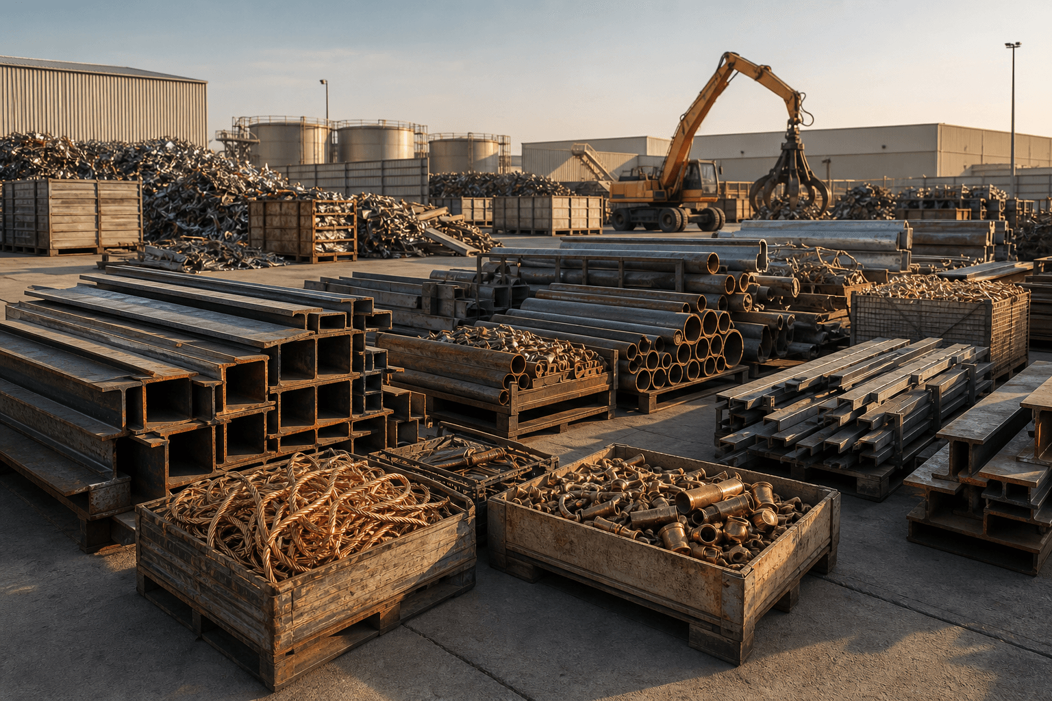Organized scrap metal clearance at an industrial yard